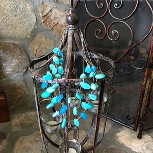 Three tier turquoise stone necklace. Beautiful for dressing up or down.